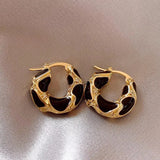 Vintage Hoop Earring for Women Melard Tiger Eye Stone Brown Round Earrings for Women Leopard Print Female Jewelry