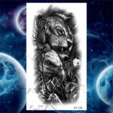 Large Lion Temporary Tattoos For Women Men Tiger Wolf Vampire Forest Flower Crown Compass Fake Tattoo Sticker Arm Body Tatoos