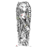 Full-arm Tattoo Stickers With The Crown Of The Virgin Of Jesus And Lion Waterproof Tattoo Stickers