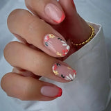 24Pcs Short Solid Color Wine Red Fake Nail Tips with Glue Glitter Square/round Head False Nails Wearable Ballet Press on Nails