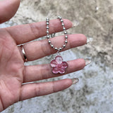 Fahion Glass Charm Real Dried Flower Pendant Necklace Transparent Butterfly Flower Pendant Necklace For Women Jewelry