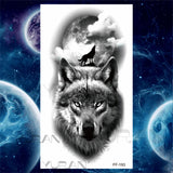Large Lion Temporary Tattoos For Women Men Tiger Wolf Vampire Forest Flower Crown Compass Fake Tattoo Sticker Arm Body Tatoos