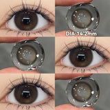 2PCS New Gray Prescription Contact Lenses Fashion Pupils Cosmetics Eye Color Lenses Myopia Colored Contact Lenses Brown