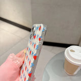 Cute Bowknot Lovely Strawberry Phone Case for IPhone 16 15 14 13 Pro Max Iphone 16Pro 15pro Glitter Shockproof Style Case Cover