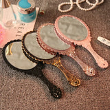Vintage Carved Handheld Vanity Mirror Makeup SPA Salon Hand Handle Cosmetic Compact for Women
