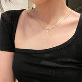Bowknot Star Moon Pendant Necklaces for Women Simple Clavicle Chain Fashion Jewelry Accessories