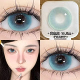 2PCS New Green Prescription Contact Lenses Fashion Pupils Cosmetics Eye Color Lenses Myopia Colored Contact Lenses Blue