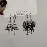 Y2K Goth Liquid Heart Star Pendant Earrings Women Zircon Love Dangle Earring Gothic Irregular Tassel Earrings
