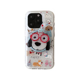 Cute Puppy Cartoon Dog Magnetic Phone Case for IPhone 16 15 14 Pro Max 13 Cover with Magsafe Stand Holder Silicone Korean Cover