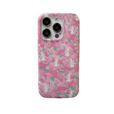 Stylish Colorful Flowers Cute Rabbit Glitter Phone Case For iPhone 16 Pro Max 15 13 14 Shockproof IMD Silicone Back Cover Shell