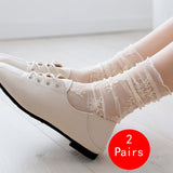 1/2 Pairs Women Thin Socks Summer Ultra Breathable Transparent Lace Socks Fishnet Lolita Soft Sexy White ins Mid Socks Woman