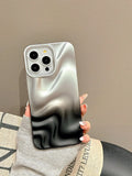 Stylish 3D Bump Wave Shiny Pink Back Cover For iPhone 11 12 13 14 15 Pro max Case