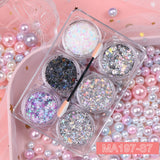 6 jars/set Eyeshadow Glitter Gel Cream Face Hair Body Nail Glitter Gel Heart Star Moon Loose Sequins Festival Makeup Decorations