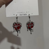 Y2K Goth Liquid Heart Star Pendant Earrings Women Zircon Love Dangle Earring Gothic Irregular Tassel Earrings