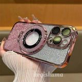 Luxury Magsafe Wireless Charging Case For iPhone 16 11 12 13 14 15 Pro Max Plus  Glitter Magnetic Ring Bracket Transparent Cover