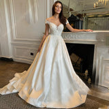 2025 Off The Shoulder Women Wedding Dresses Lace Appliques A-Line Wedding Gowns Sleeveless Banquet Vestidos De Novias Customized