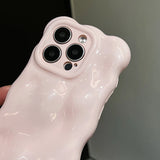 Glossy Light Pink 3D Bubble Texture Shockproof Case For iPhone 16 15 13 12 11 Pro Max 14 Plus Soft TPU Phone Back Cover