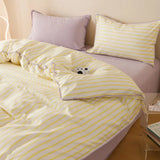 Stripe Color Collision Shell Bedding Set Embroidery Student Dormitory Solid Color Four Piece Set for all seasons