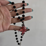 Kpop Black Liquid Butterfly Heart Tassel Necklace for Women Punk Irregular Layered Chain Pendant Necklaces Y2K Choker Jewelry
