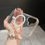 Luxury Glitter Magsafe Wireless Charge Case for iPhone 16 15 14 13 12 11 Pro Max Plus Magnetic Plating Clear Hard Back Cover