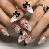 24pcs Summer Goldfish Fake Nails 3D Bubble Press on Nails Multicolored Starfish Almond False Nails Detachable Finished Nail Tips