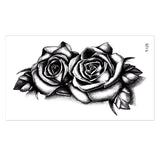 Waterproof Double Rose Temporary Tattoo Sticker Flower Rose Flash Sexy Fake Black Rose Tattoos Body Art Arm Fake Sleeve Tattoo