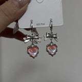 Sweet Cool Harajuku Love Heart Dangle Earrings For Women Hot Girls Gifts Y2k Punk Bowknot Earings Korean Accs Korean Accessories