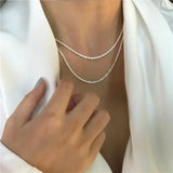 Popular Silver Colour Sparkling Clavicle Chain Choker Necklace Collar For Women Fine Jewelry Wedding Party Birthday Gifts