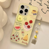 Korean Cute Summer Fruit Watermelon Pear Pattern Phone Case for Iphone 15 16 14 13 Pro Max 16pro 15pro 14 Cover Women Girl Case