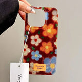 Perforated Vortex Shell IND Retro Small Flower Phone Case For iPhone 11 12 13 14 15 16 Pro Max SE XR X XS 7 8 16 Plus Soft Cover