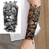 Black Forest Tattoo Sticker For Men Women Children Tiger Wolf Death Skull Temporary Tattoo Fake Henna Skeleton King Animal Tatoo