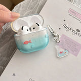 Korea lovely transparent gradient goldfish koi soft earphone case for airpods 4 pro 2 3nd protection cover coque cute pendant