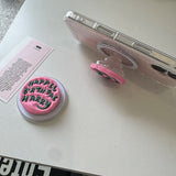 3D Cute Pink Stripes Magnetic Grip Tok Phone Case for IPhone 16 15 14 13 Pro Max Wireless Charge Magsafe Stand Holder Girl Cover