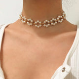 Multi-Layer White Imitation Pearl Necklace Bead  Chain Punk Ladies Wedding Short Clavicle Necklac Girl Charm Banquet Jewelry