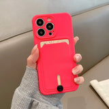 Liquid Silicone Slide Wallet Card Holder Slot Case For iPhone 13 11 12 14 15 16 Pro Max XS XR 14 Plus Lens Protector Cover Coque