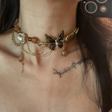 New Chinese Ethnic Style Butterfly Necklace for Women's Light Luxury and Unique Design, Maillard Autumn and Winter Sweater Chain