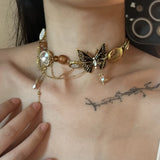 New Chinese Ethnic Style Butterfly Necklace for Women's Light Luxury and Unique Design, Maillard Autumn and Winter Sweater Chain