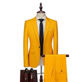 Spring Autumn Fashion New Men's Business Casual Solid Color Suits / Male One Two Button Blazers Jacker Coat Trousers Pants