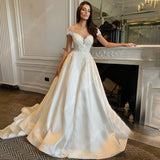 2025 Off The Shoulder Women Wedding Dresses Lace Appliques A-Line Wedding Gowns Sleeveless Banquet Vestidos De Novias Customized