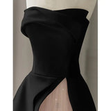 Pisoshare - Evening Dress Black High-end Light Luxury Toasting Attire New Host Sexy Strapless Dress Socialite Skirt Color Contrast Dress