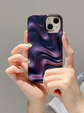 Stylish 3D Bump Wave Shiny Pink Back Cover For iPhone 11 12 13 14 15 Pro max Case