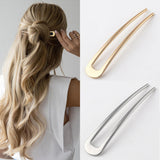 Simple Imitation Pearl Hair Sticks Elegant U-Shape Metal Hairpins For Women Girls Fashion Bun Styling Tools Hair Accessories