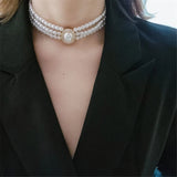 Luxury Vintage Three-layer Pearl Collar Choker, New In Trend Jewelry Fashion Woman's Choker Necklace on the Neck Party Gift