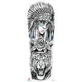 Full-arm Tattoo Stickers With The Crown Of The Virgin Of Jesus And Lion Waterproof Tattoo Stickers