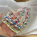 Bohemia Handmade Colorful Seed Beads Necklace set Choker Simple Women Fashion Pearl Flower Necklaces Collar Sweet Jewelry Gifts