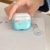 Korea lovely transparent gradient goldfish koi soft earphone case for airpods 4 pro 2 3nd protection cover coque cute pendant