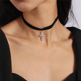 Fashion Sexy Black Velvet Chokers Necklaces Punk Style Statement Crystal Love Hearts Necklace For Women Party Jewelry