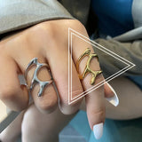 Gold Color Simple Smooth Metal Heart Ring Women Men Y2K Trendy Open Ring Punk Hip-Pop Ring for Teens Party Jewelry Couple Gifts