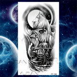 Large Lion Temporary Tattoos For Women Men Tiger Wolf Vampire Forest Flower Crown Compass Fake Tattoo Sticker Arm Body Tatoos