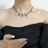 Y2k Black Dragonfly Choker Necklace for Women Gothic Party Jewelry Accessories